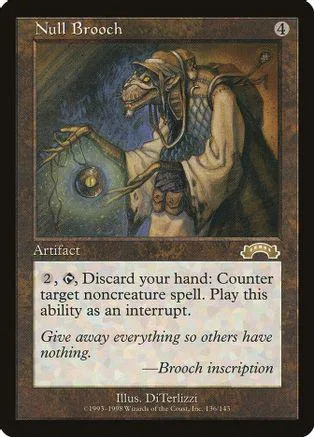 Creature card art: hooded figure with snake-like features against dark background.
