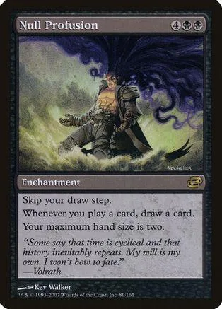 Dark fantasy art on a Magic: The Gathering card, Null Profusion.