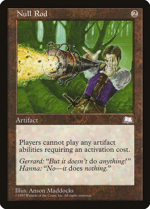 Card art shows person aiming large cannon in a green forest setting.