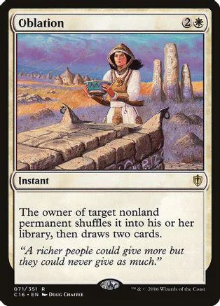 Card art shows robed figure in desert landscape. Black and white card frame.