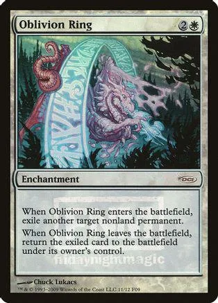 Blue and green card art featuring a pink dragon near a light blue archway.