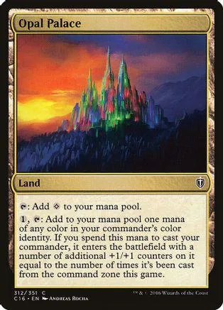 Fantasy castle landscape on a Magic: The Gathering land card.