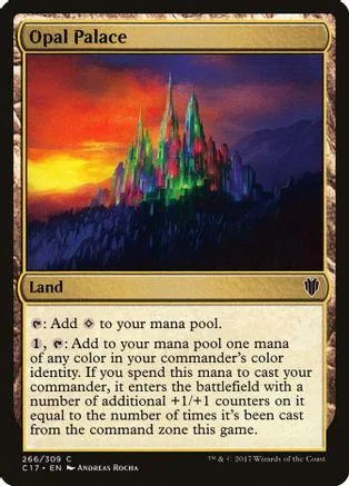 Fantasy castle at sunset on a Magic: The Gathering land card.