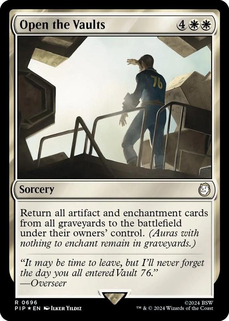 Card art shows figure on elevated structure against bright sky. Sorcery card.