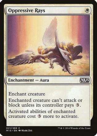Flying creature with golden wings against a sunset background. Magic: The Gathering card.