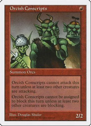 Green orc creatures on a card with brown and green tones.