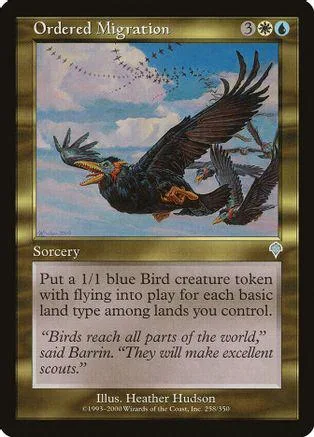 Black and blue Magic: The Gathering card featuring a large black bird in flight.