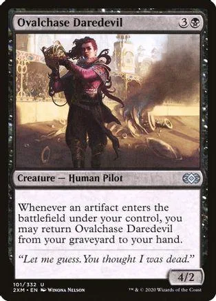 Dark-haired figure in armor holding a weapon on a fantasy battlefield card.