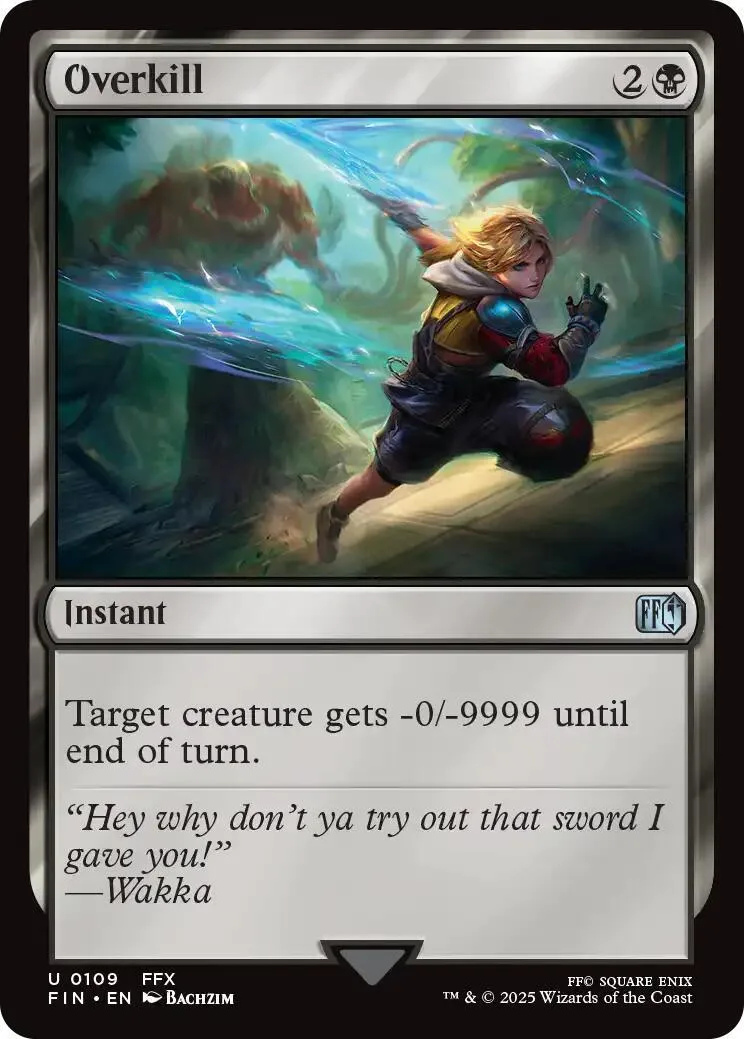 Card art shows blonde figure casting blue magic over a forest scene.
