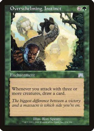 Magic: The Gathering card, Overwhelming Instinct, featuring a dark creature illustration.