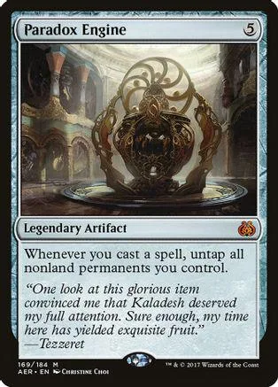 Metal artifact with ornate design on a Magic: The Gathering card.