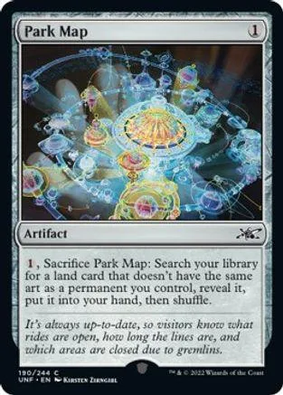 Blue and gold magical map artifact card with intricate, glowing design.