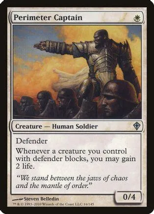 Black and silver armored soldier pointing on a collectible trading card.