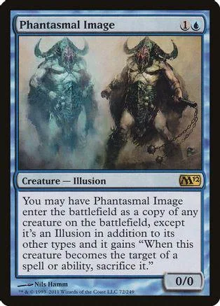 Two shadowy, horned figures on a card with blue and black accents.
