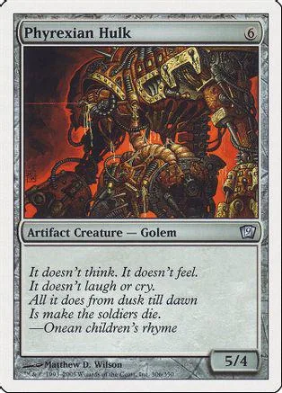 Dark, monstrous golem creature card with brown and black tones.