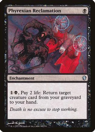 Dark creature attacks red figure on a Magic: The Gathering card.