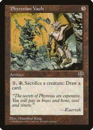 Fantasy art card featuring a pale, monstrous figure in a rocky, overgrown setting.