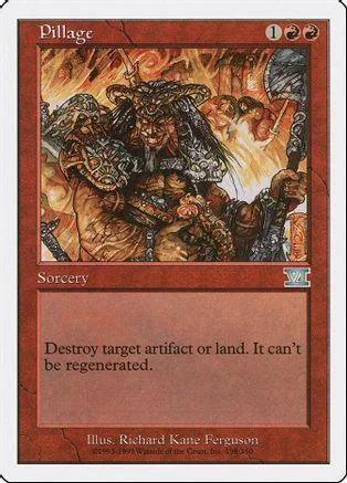 Dark, monstrous figure on a fiery battlefield on a Magic: The Gathering card.
