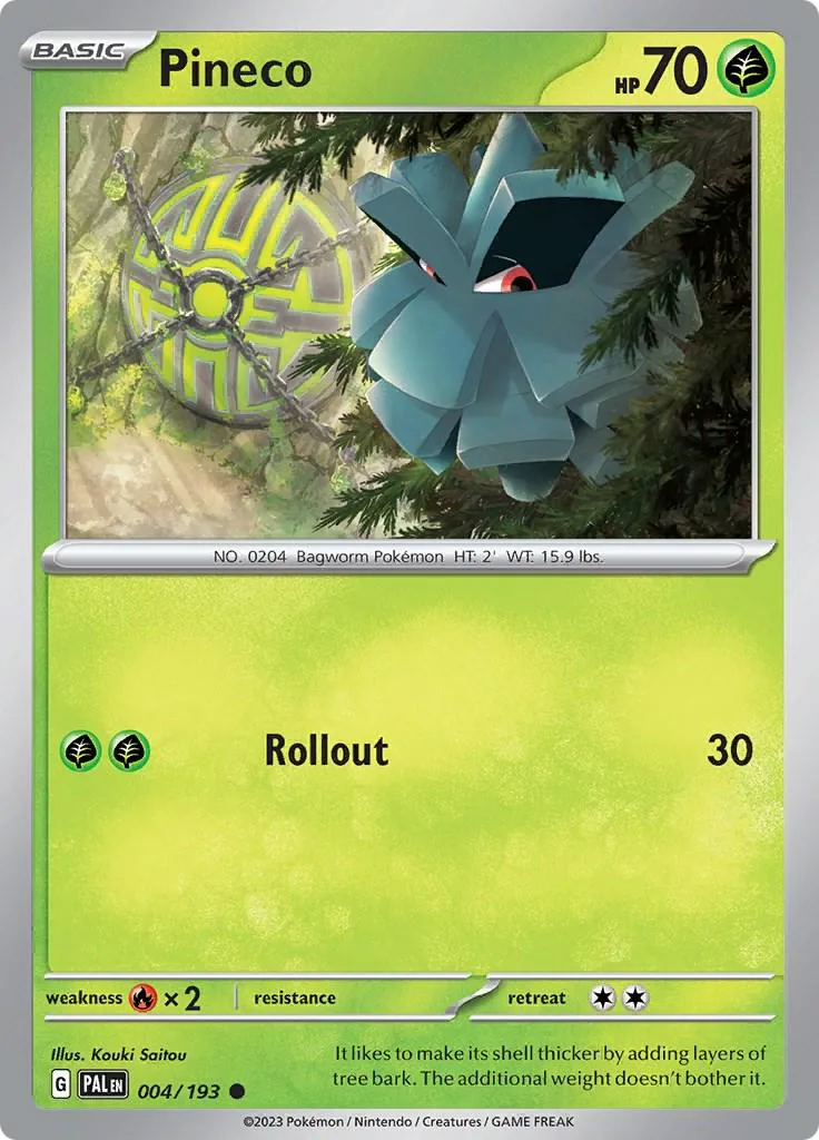 Blue, spiky Pokémon card featuring a creature in a forest setting.