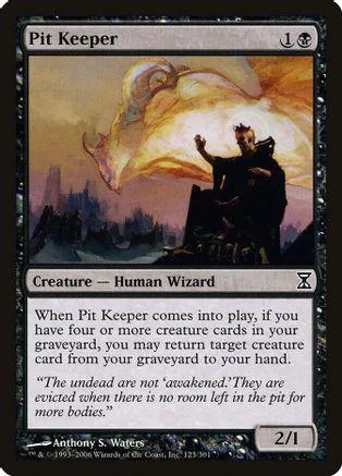 Wizard character on a fiery, orange and yellow background on a trading card.