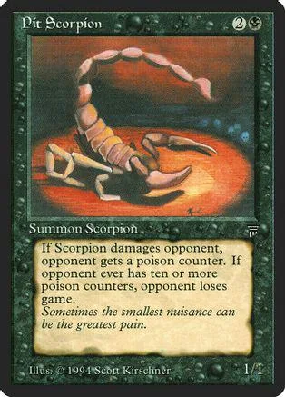 Orange and brown scorpion creature on a dark background, Magic: The Gathering card.