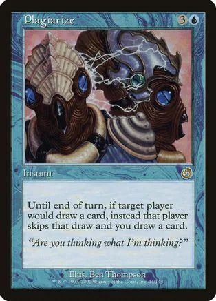 Two dark, stylized heads on a card with blue and purple tones.