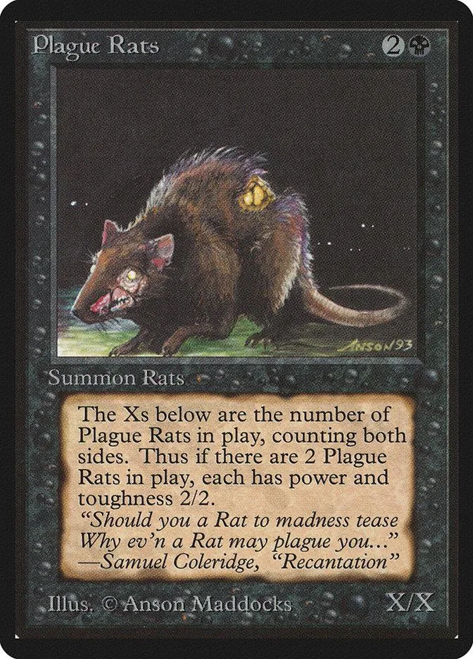 Dark brown rat creature card art with black and gray borders.