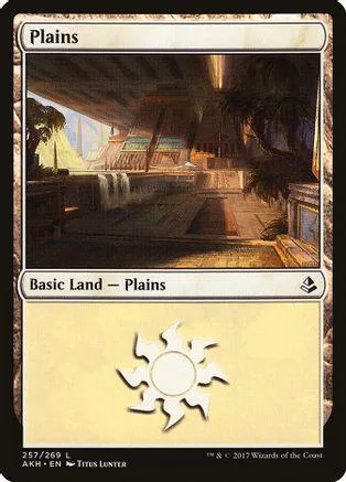 Card art depicts a sunlit, ancient-looking stone courtyard with water features.