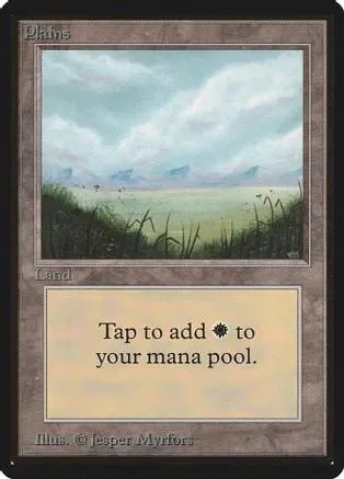 Plain land card art showing a green field under a cloudy sky.