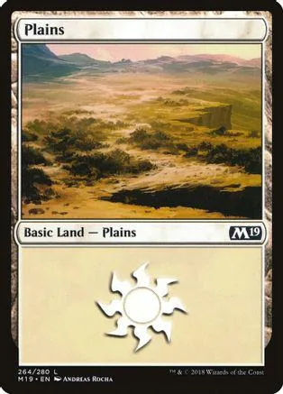 Card art shows a vast, misty, golden landscape. Plains land card.
