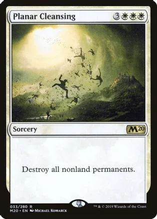 Magic: The Gathering card, Planar Cleansing, green and yellow art.