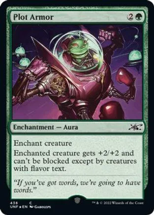 Robot figure in space suit on purple background, Magic: The Gathering card.