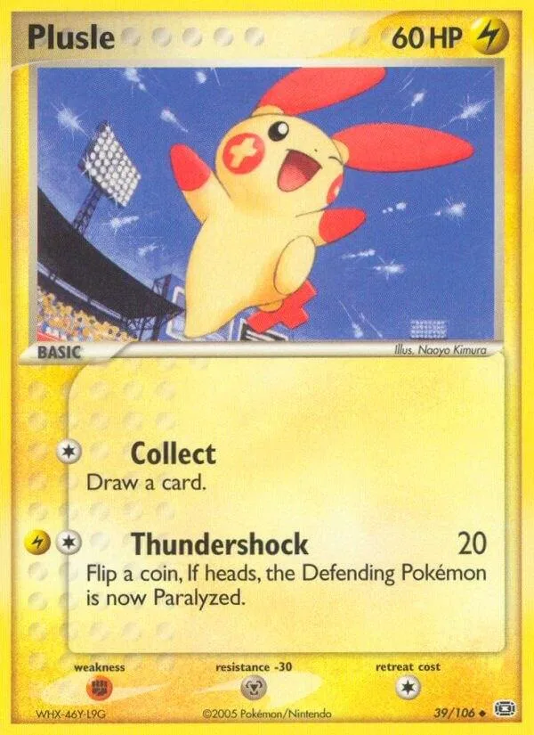 Yellow Pikachu Pokémon card with red ears, showing attack and basic type.