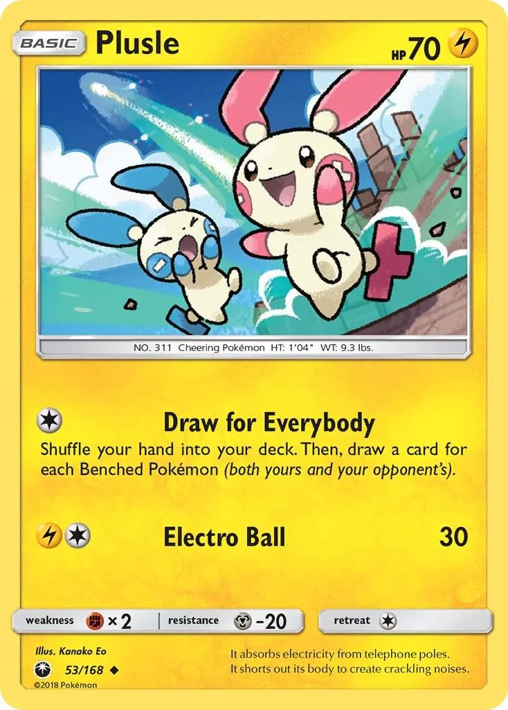 Pusle Pokémon card featuring a white and pink rabbit, HP 70, with attack text.