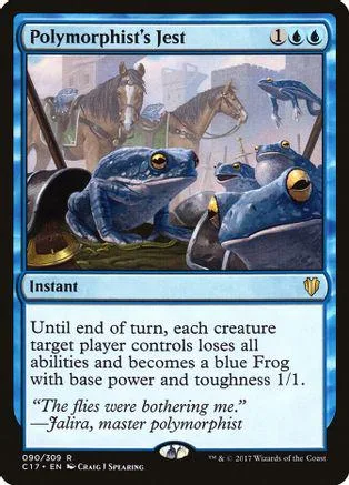 Blue and black Magic card art showing blue frogs and brown horses.