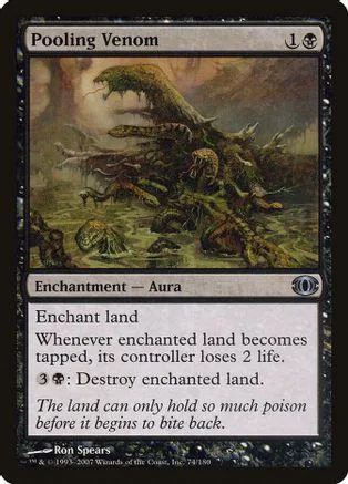 Dark, swampy creature on a Magic: The Gathering card titled "Pooling Venom.