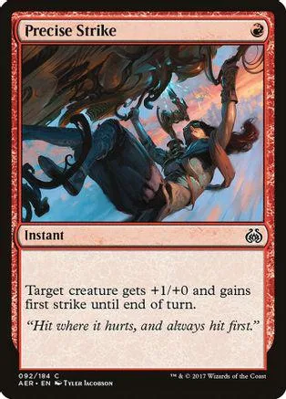 Magic: The Gathering card, Precise Strike, featuring a dramatic fantasy battle scene.