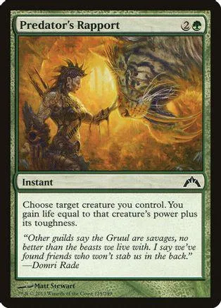 Creature card art: warrior facing large beast in fiery, orange landscape.