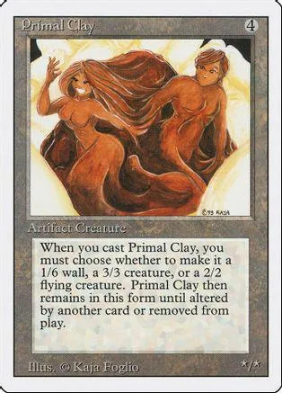 Card art depicts two figures in earthy tones on a fantasy-themed collectible card.