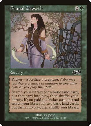 Card art shows woman in brown and purple against a wooded background.