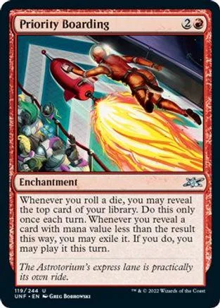 Card art depicts a figure engulfed in fire flying over a scene.