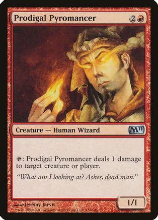 Wizard character with fire, on a Magic: The Gathering card.