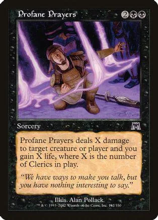 Card art shows man casting purple energy spell. Black and purple tones.