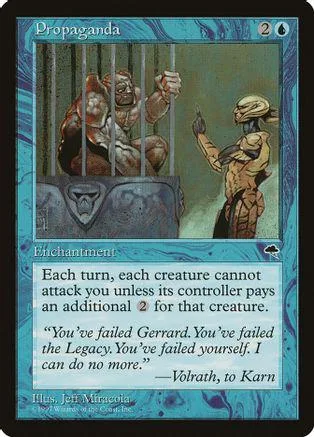 Card art depicts a monstrous figure and a warrior in a cage setting.