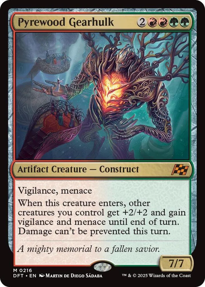 Card art depicts a large, fiery, tree-like creature in a mystical setting.