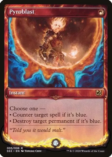 Red and black card art featuring a warrior in a fiery, glowing circle.