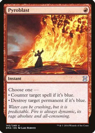 Card art shows a fiery explosion with a small figure standing before it.