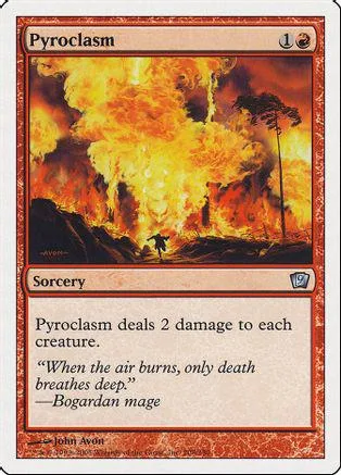 Fire engulfs landscape; card art depicts intense orange and yellow flames.