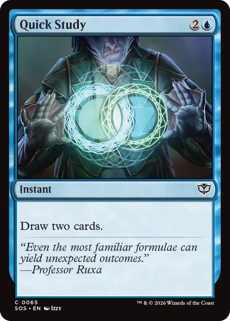 Blue and green Magic: The Gathering card featuring a figure with glowing energy.