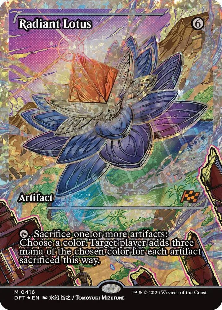 Blue and purple lotus card art, featuring a large, detailed flower design.
